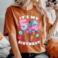 5Th Birthday Girl 5 Years Ice Cream Number 5 Women's Oversized Comfort T-Shirt Yam