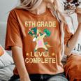 5Th Grade Level Complete Gamer 2024 Graduation Unicorn Dab Women's Oversized Comfort T-Shirt Yam
