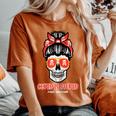 Anti Valentines Day Cupid Is Stupid Skull Messy Bun Women Women's Oversized Comfort T-Shirt Yam