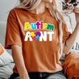Autism Aunt Awareness Puzzle Pieces Colors Women's Oversized Comfort T-Shirt Yam