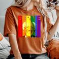 Bernie Sanders Gay Lgbtq Rainbow Vintage Democrat Voter Women's Oversized Comfort T-Shirt Yam