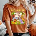 Big Sister Of The Wild One Birthday Zoo Animal Safari Jungle Women's Oversized Comfort T-Shirt Yam