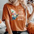 Blessed By God Loved By Jesus Floral Butterfly Christian Women's Oversized Comfort T-Shirt Yam