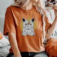 Boho Mystical Feathers Cat Moon Phases Cats Lovers Women's Oversized Comfort T-Shirt Yam
