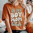 In My Boy Mom Era With Checkered Pattern Groovy Mom Of Boys Women's Oversized Comfort T-Shirt Yam