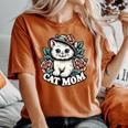 Cat Mom Happy For Cat Lovers Family Matching Women's Oversized Comfort T-Shirt Yam