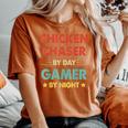 Chicken Chaser By Day Gamer By Night Women's Oversized Comfort T-Shirt Yam