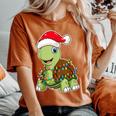 Christmas Lights Turtle Wearing Xmas Hat Sea Turtle Lover Women's Oversized Comfort T-Shirt Yam