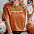 Cleveland City Gay Pride Rainbow Word Women's Oversized Comfort T-Shirt Yam