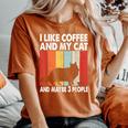 I Like Coffee And My Cat Maybe 3 People Vintage Maine Coon Women's Oversized Comfort T-Shirt Yam