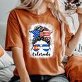Colorado State Flag Sunglasses Mom Messy Bun Hair Girl Women's Oversized Comfort T-Shirt Yam