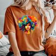 Colorful Afro Woman African American Melanin Blm Girl Women's Oversized Comfort T-Shirt Yam
