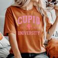 Cupid University Valentine's Day Pink Varsity Girls Women's Oversized Comfort T-Shirt Yam