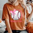 Cute Bow Coquette Little Sister Biggest Fan Baseball Girls Women's Oversized Comfort T-Shirt Yam