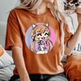 Cute Chibi Style Kawaii Anime Kitty Girl Chan With Cat Ears Women's Oversized Comfort T-Shirt Yam