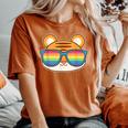 Cute Tiger Pride Flag Rainbow Sunglasses Lgbtq Women's Oversized Comfort T-Shirt Yam