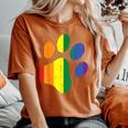 Dog Paw Print Lgbtq Rainbow Flag Gay Pride Ally Dog Lover Women's Oversized Comfort T-Shirt Yam