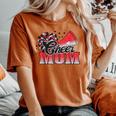 Football Cheer Mom Red Black Pom Leopard Women's Oversized Comfort T-Shirt Yam