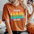 Free Dad Hugs Gay Rainbow Pride Lgbtq Proud Father Daddy Women's Oversized Comfort T-Shirt Yam