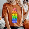 Lgbt Cat Stack Rainbow Gay Pride Anime For Cat Lover Women's Oversized Comfort T-Shirt Yam
