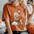 Goat Chicken Santa Hat Reindeer Christmas Lights Farm Animal Women's Oversized Comfort T-Shirt Yam