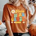 Groovy Hello Third Grade Back To School 3Rd Grade Boy Girl Women's Oversized Comfort T-Shirt Yam