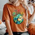 Happy Earth Day Cute Earth With Floral Earth Day 2024 Women's Oversized Comfort T-Shirt Yam
