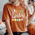 Happy Easter Rabbit Bunny Face Egg Easter Day Girls Women's Oversized Comfort T-Shirt Yam