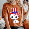 Happy July 4Th Usa Flag Cat Dad-Dy Mom-My Boy Girl Women's Oversized Comfort T-Shirt Yam
