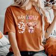 Holy Cow I'm 9 Highland Cow Print 9Th Birthday Girl Women's Oversized Comfort T-Shirt Yam