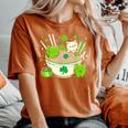 Irish Ramen Cats Cute Anime St Patrick's Day Girls Women's Oversized Comfort T-Shirt Yam