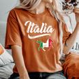 Italia Flag Horse Italian Italy Vintage Distressed Fade Women's Oversized Comfort T-Shirt Yam
