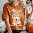 Just A Girl Who Loves Golden Retrievers Girls Who Love Dogs Women's Oversized Comfort T-Shirt Yam