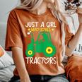 Just A Girl Who Loves Tractors Farm Lifestyle Lover Girls Women's Oversized Comfort T-Shirt Yam