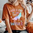 Just A Girl Who Loves Wolves Watercolor Cute Wolf Lover Women's Oversized Comfort T-Shirt Yam