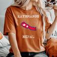 Kathmandu Nepal Vintage Nepal Flag Map Women's Oversized Comfort T-Shirt Yam