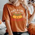 Kawaii Hotdog Lover Just A Girl Who Loves Hot Dogs Women's Oversized Comfort T-Shirt Yam