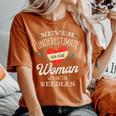 Knitting Never Underestimate Old Woman With Knit Needles Women's Oversized Comfort T-Shirt Yam Knitting Never Underestimate Old Woman With Knit Needles Women's Oversized Comfort T-Shirt Yam