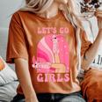 Let's Go Girls Western Cowgirls Pink Groovy Bachelorette Women's Oversized Comfort T-Shirt Yam