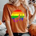 Lgbt Gay Pride Rainbow Flag Music Turntable Wolf Women's Oversized Comfort T-Shirt Yam