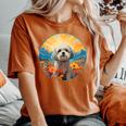 Lhasa Apso Puppy Dog Cute Flower Mountain Sunset Colorful Women's Oversized Comfort T-Shirt Yam