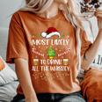 Most Likely To Drink All The Whiskey Family Christmas Women's Oversized Comfort T-Shirt Yam