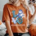 Lunch Lady Love Snowman Xmas Winter Season Christmas Women's Oversized Comfort T-Shirt Yam