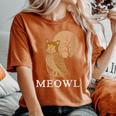 Meowl Cat Owl With Tree And Full Moon Women's Oversized Comfort T-Shirt Yam