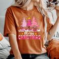 Merry Christmas With Pink Trees Xmas Costume Pajamas Women Women's Oversized Comfort T-Shirt Yam