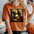 Mona Lisa Leonardo Da Vinci Cat Lady Cat Mom Cat Lover Women's Oversized Comfort T-Shirt Yam