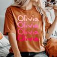 Olivia First Name-D Boy Girl Baby Birth-Day Women's Oversized Comfort T-Shirt Yam