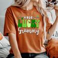 One Lucky Grammy Groovy Retro Grammy St Patrick's Day Women's Oversized Comfort T-Shirt Yam