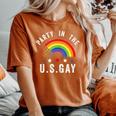 Party In The Us Gay Patriotic Usa Rainbow Flag Women's Oversized Comfort T-Shirt Yam