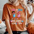 Pink Or Blue Big Sister Loves You Black Baby Gender Reveal Women's Oversized Comfort T-Shirt Yam